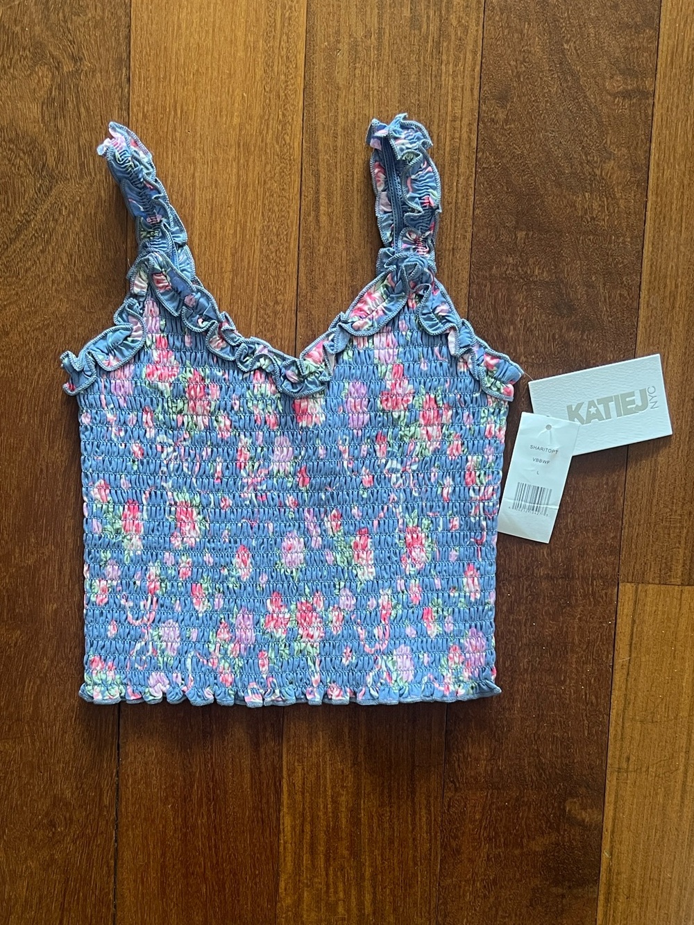 Katie J NYC smocked floral tank top
